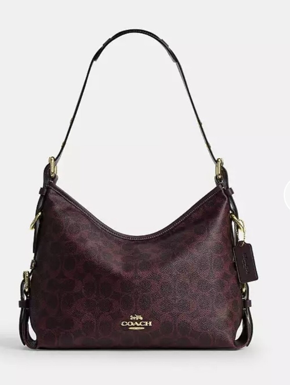 NWT Coach Laurel Shoulder Bag Signature Canvas Black Currant Gold - Picture 2 of 10